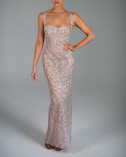 Antonia Maxi Dress in Pink Champagne