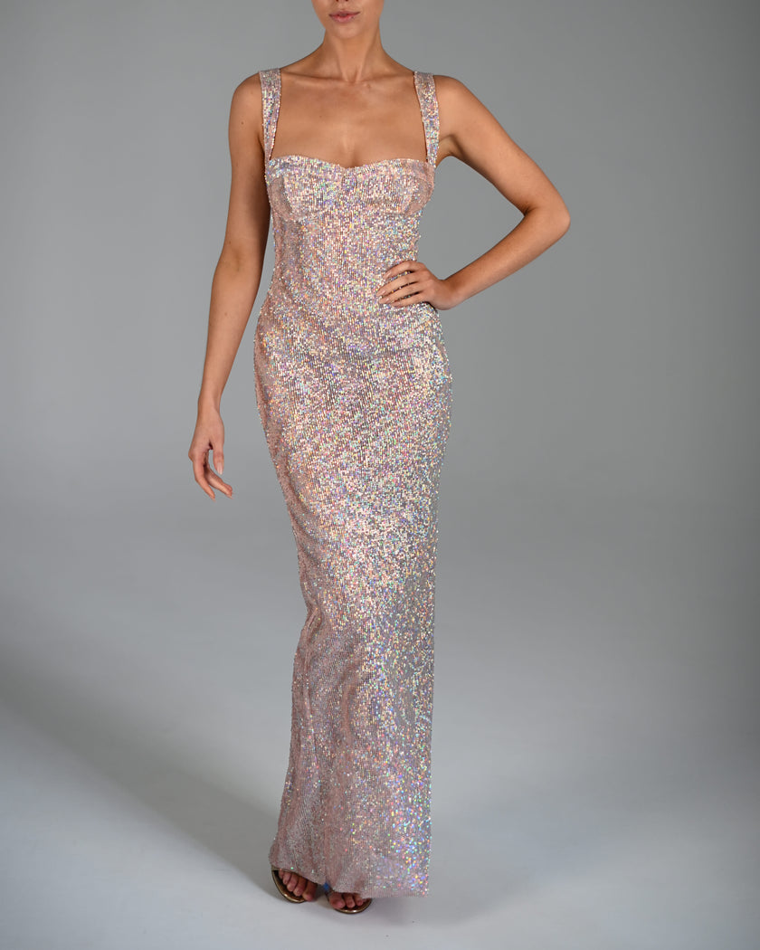 Antonia Maxi Dress in Pink Champagne