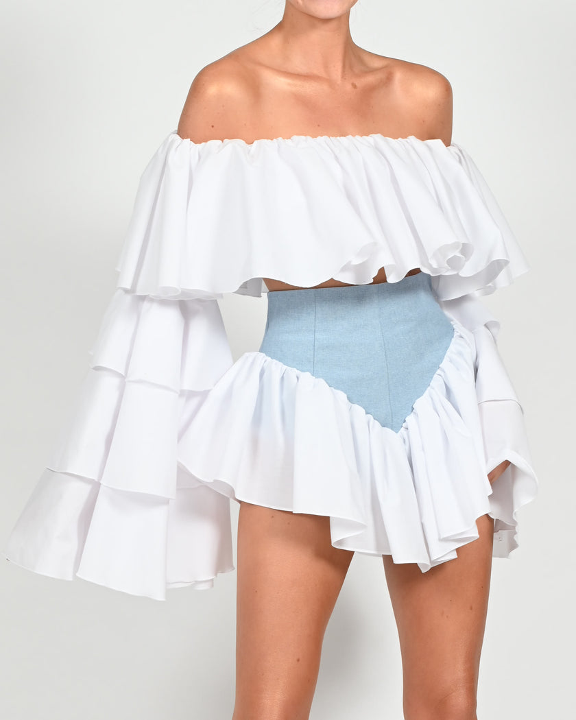 Madonna Top in White Poplin