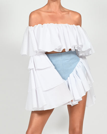 Madonna Top in White Poplin
