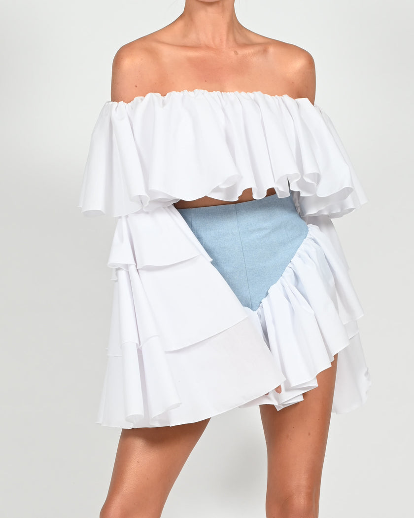 Madonna Top in White Poplin