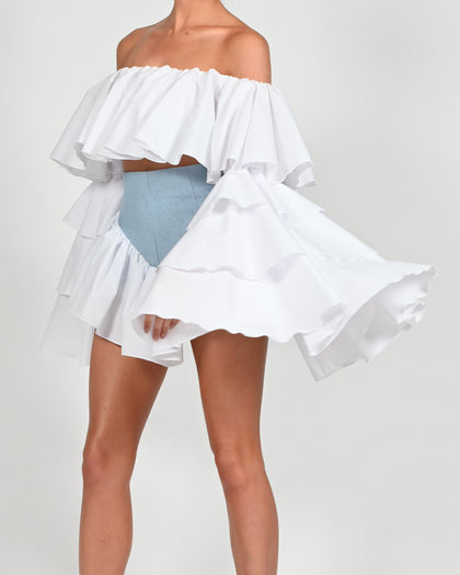 Madonna Top in White Poplin