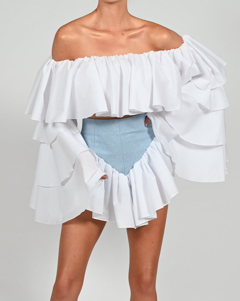 Madonna Top in White Poplin
