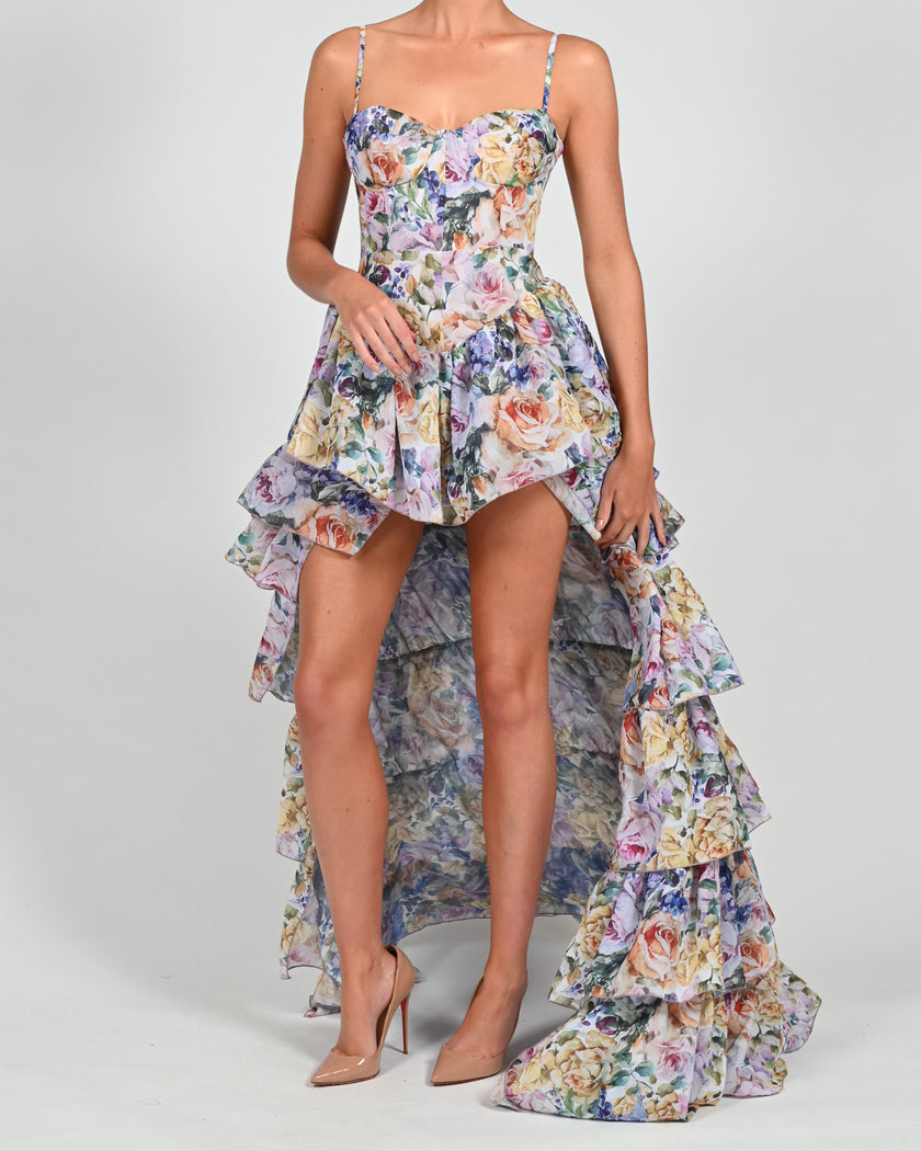 Dolce Frill Dress in Violeta Print