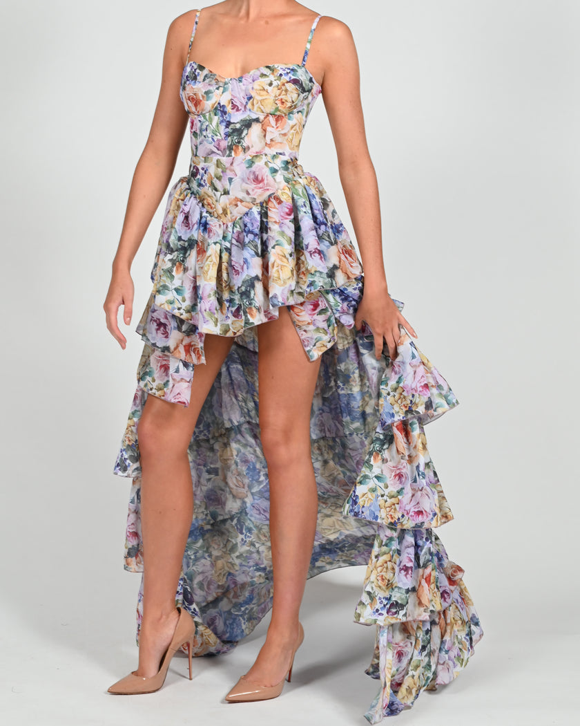 Dolce Frill Dress in Violeta Print