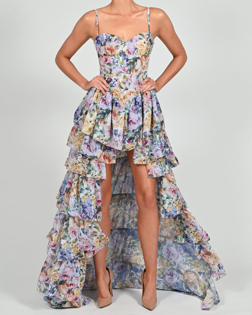 Dolce Frill Dress in Violeta Print