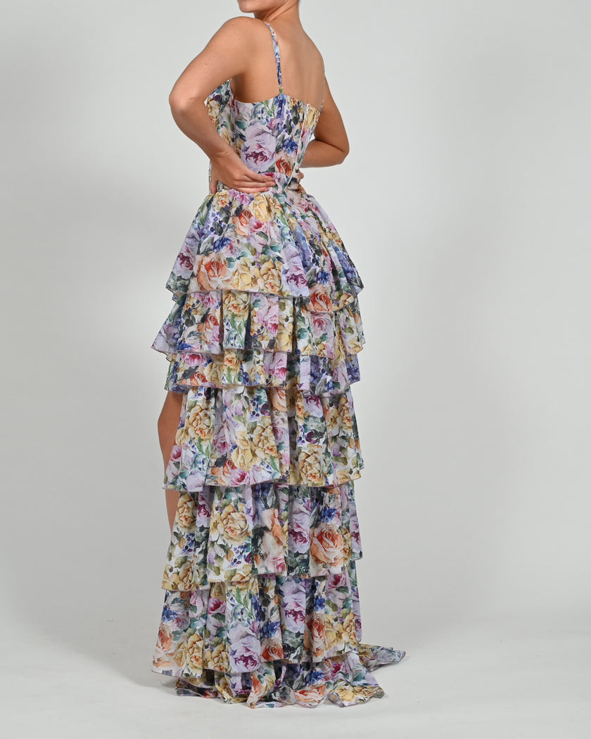Dolce Frill Dress in Violeta Print