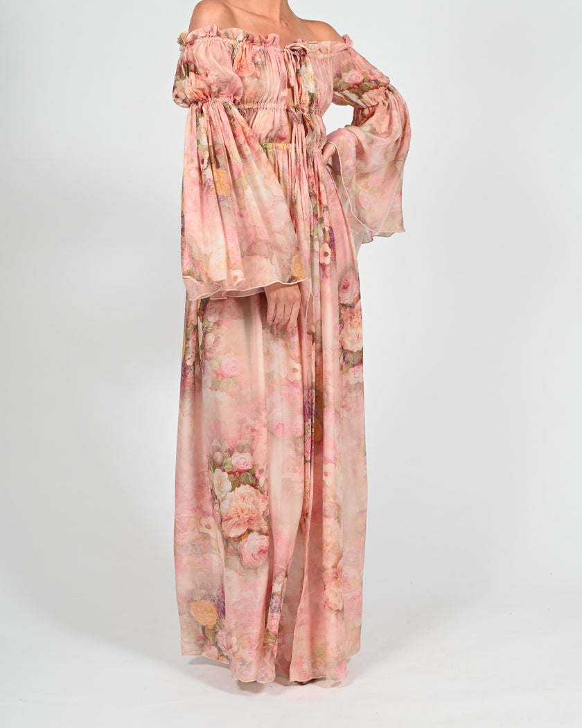 Ava Maxi Dress in Rose Silk