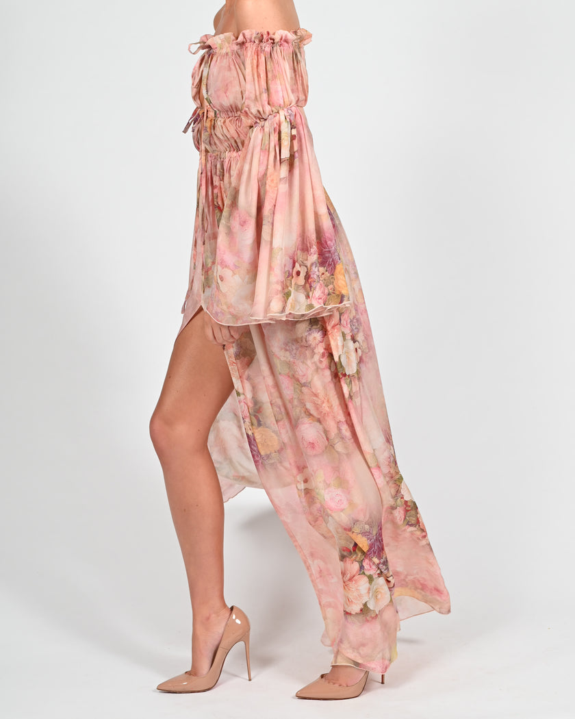 Ava Maxi Dress in Rose Silk