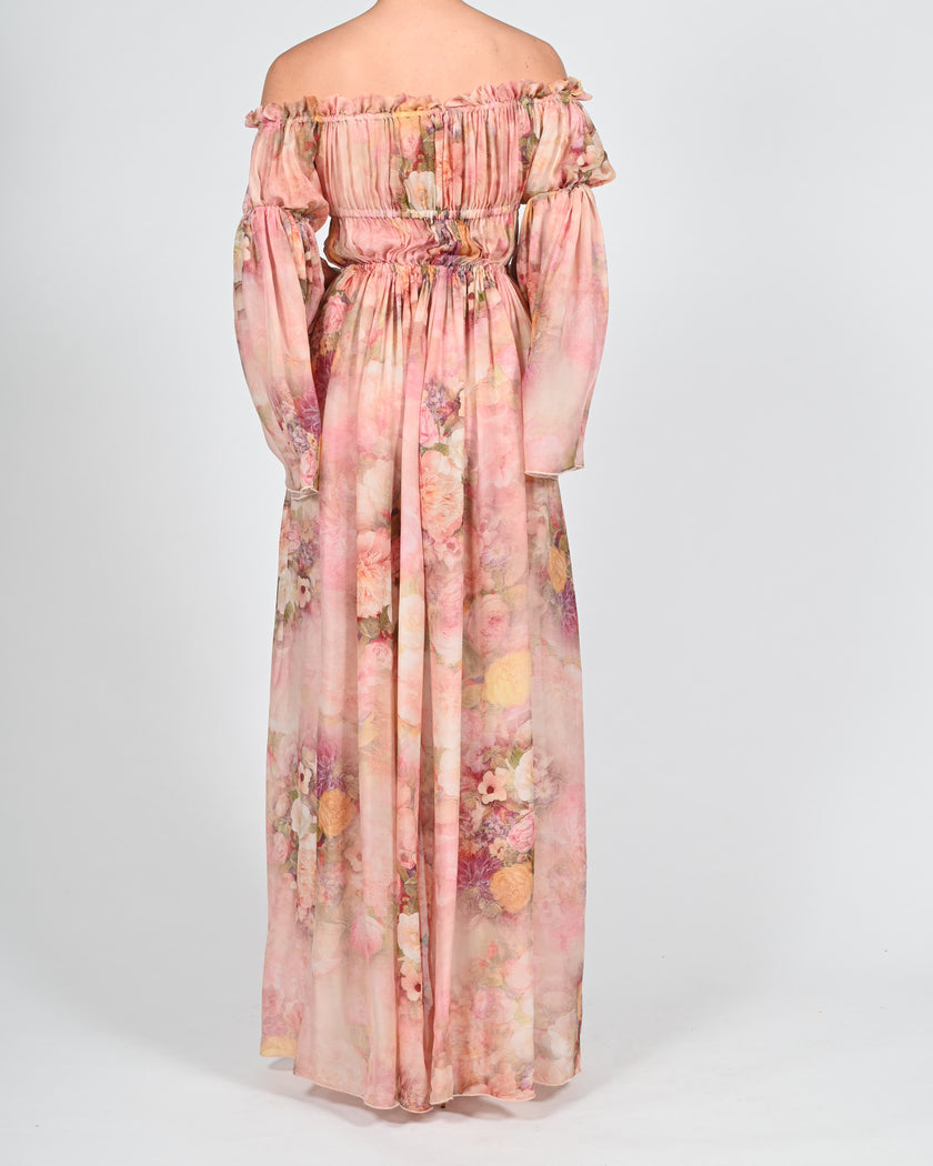 Ava Maxi Dress in Rose Silk