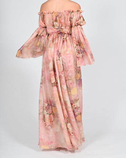 Ava Maxi Dress in Rose Silk