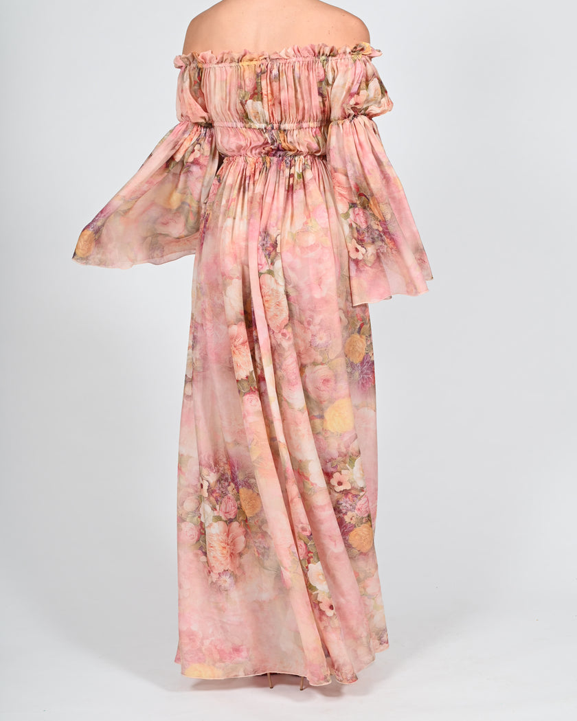 Ava Maxi Dress in Rose Silk