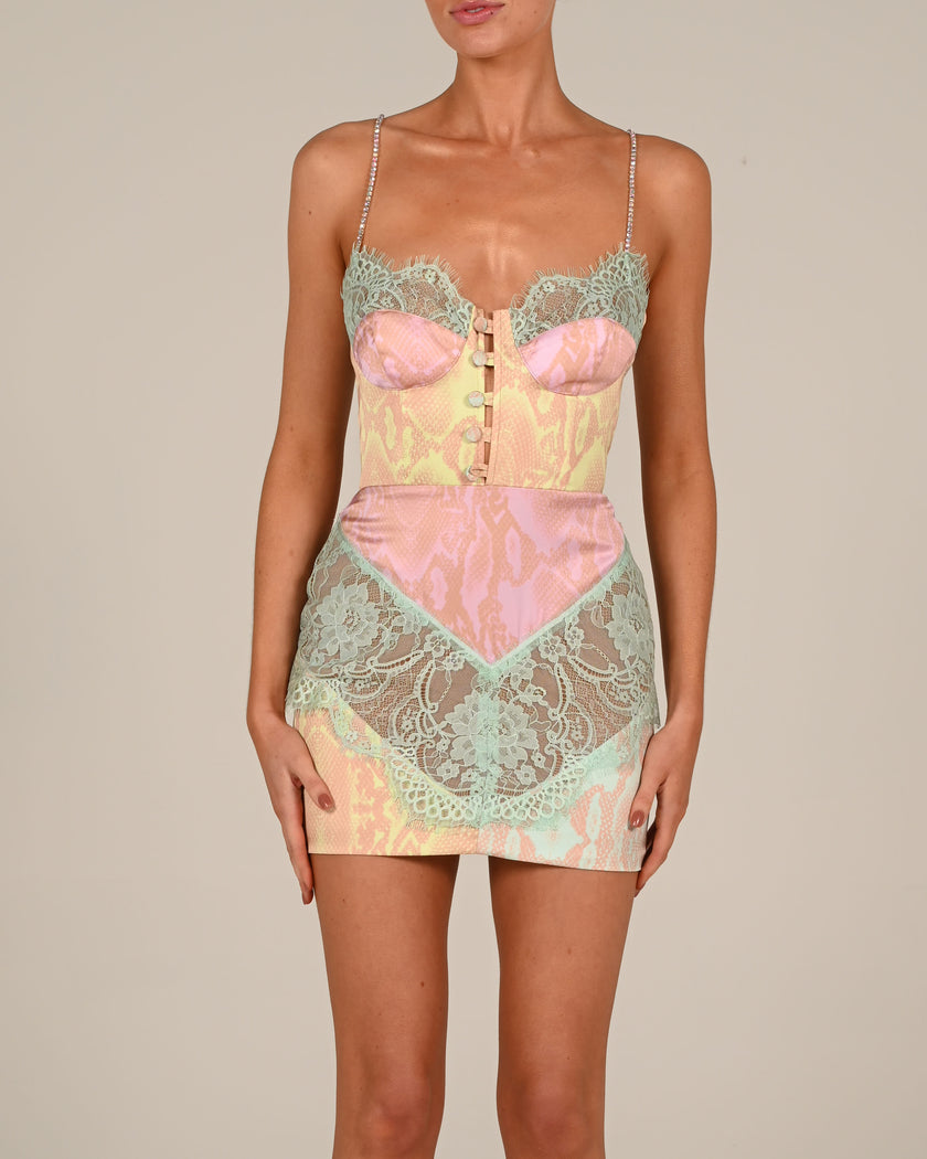 Dolce Mini Dress in Pastel Snake