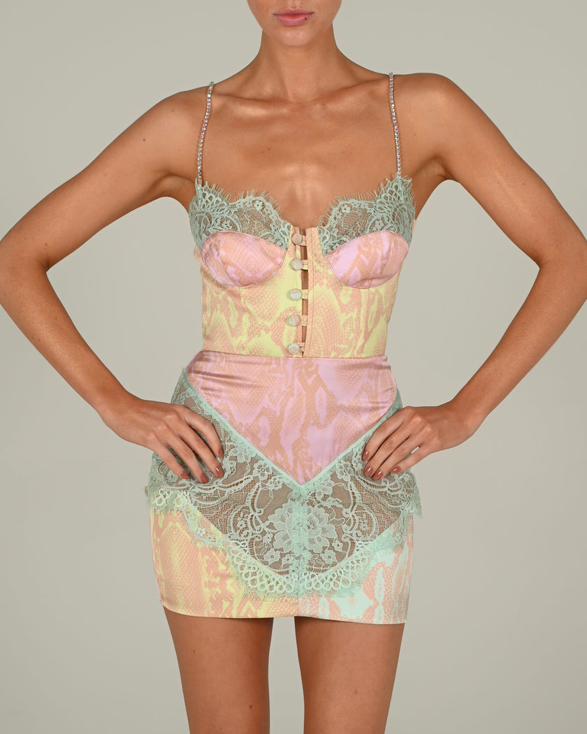 Dolce Mini Dress in Pastel Snake
