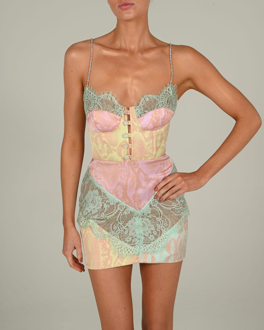 Dolce Mini Dress in Pastel Snake