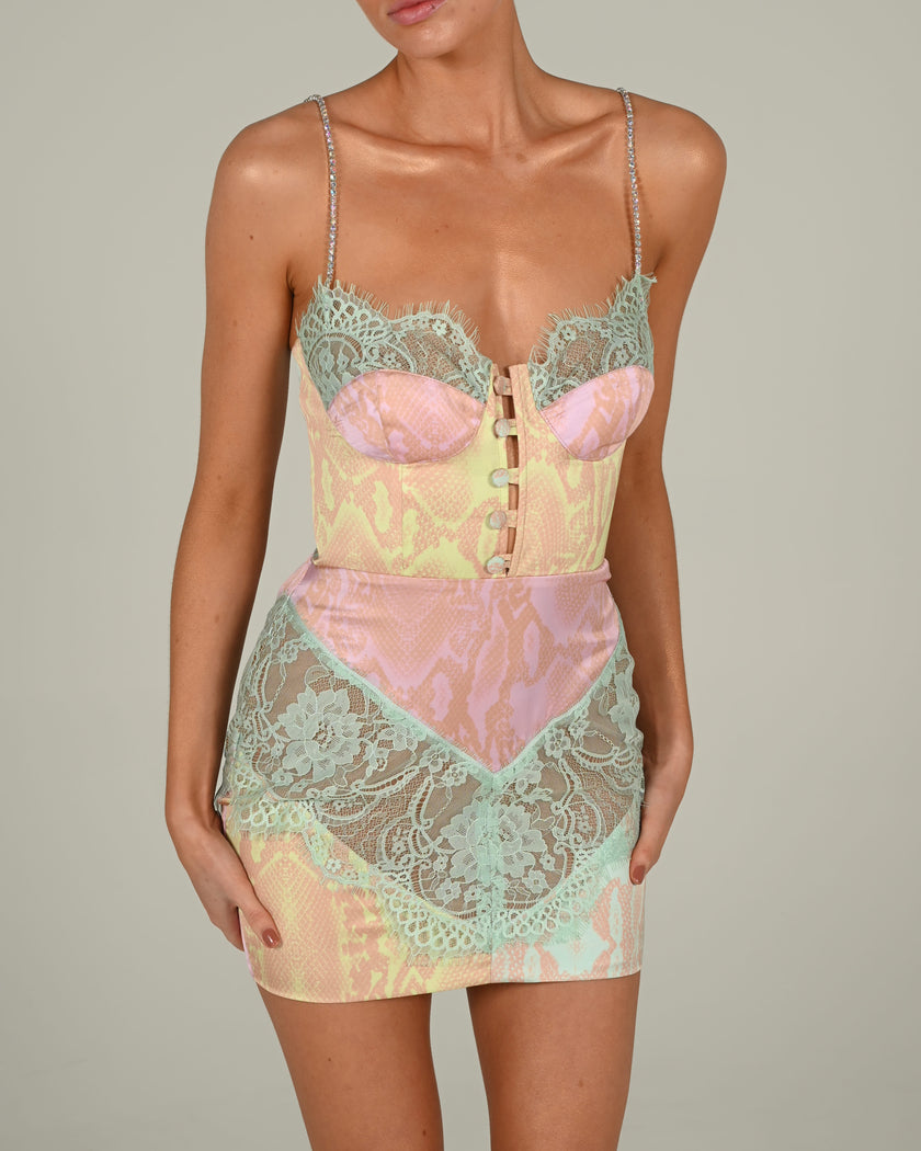Dolce Mini Dress in Pastel Snake