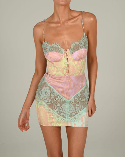 Dolce Mini Dress in Pastel Snake