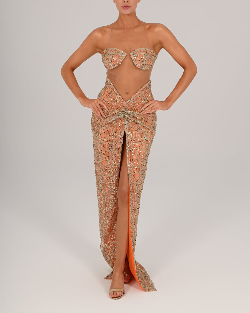 Tika Maxi Skirt in Golden Tangerine