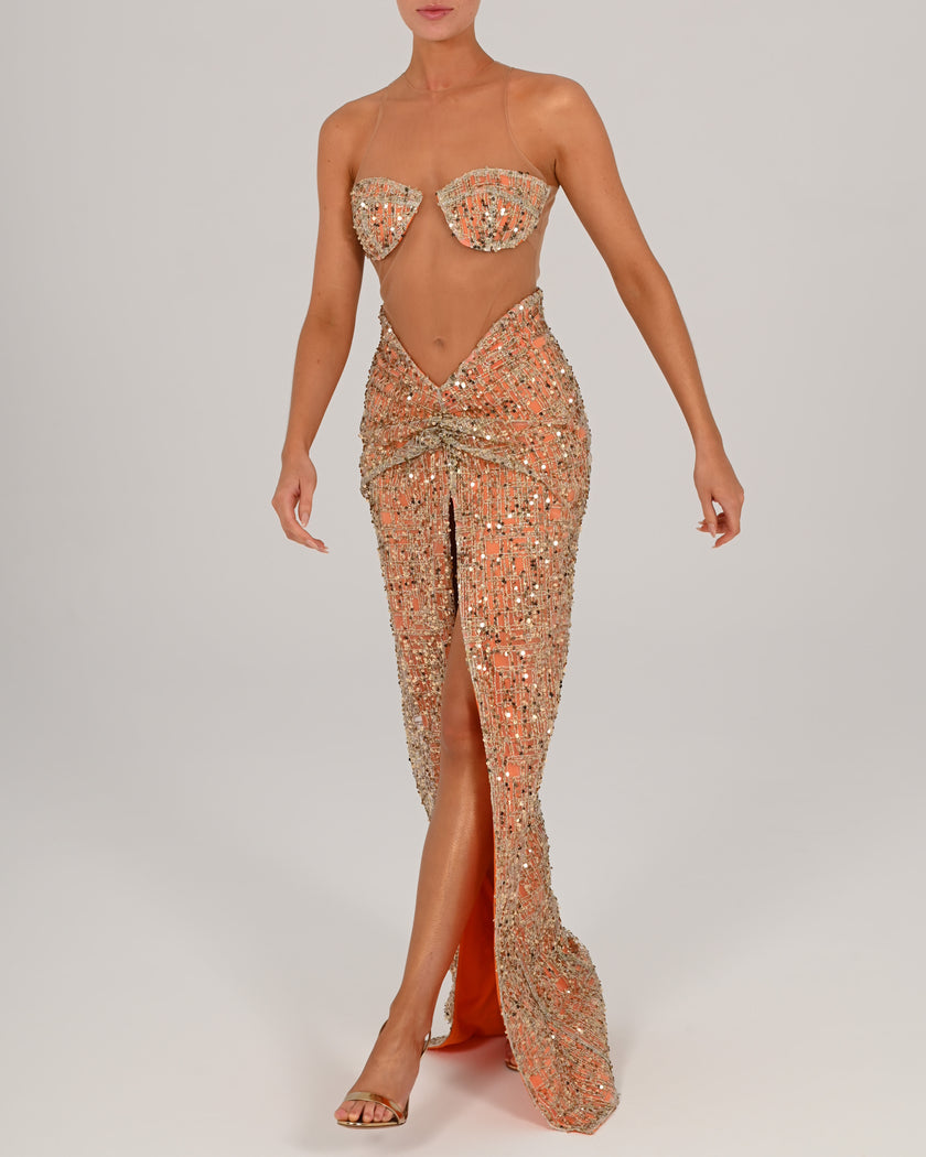 Tika Maxi Skirt in Golden Tangerine