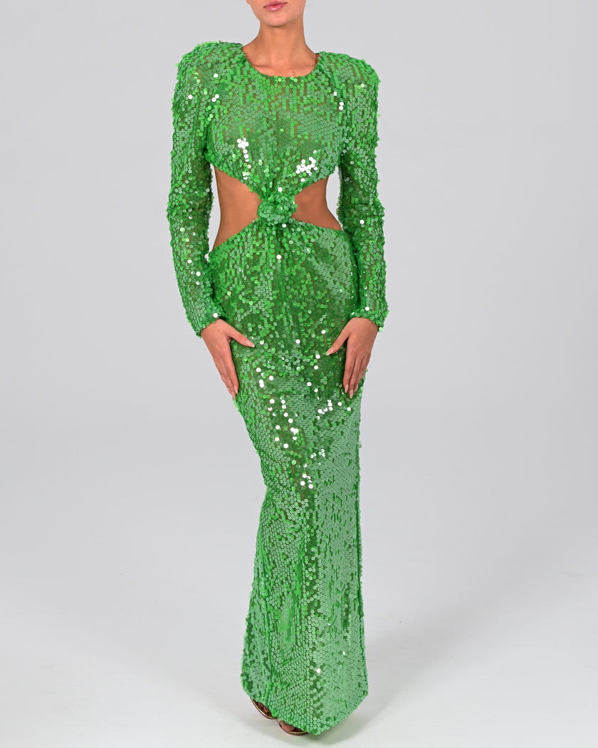 Scheana Maxi Dress in Emerald Iridescent