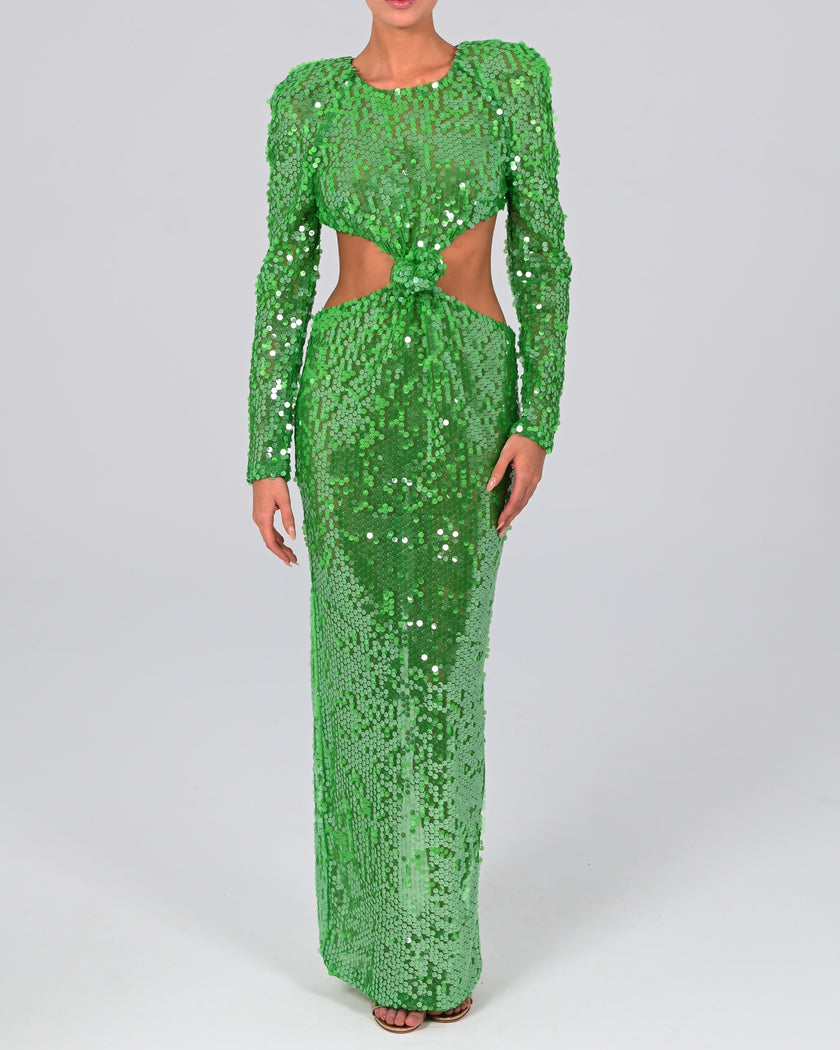 Scheana Maxi Dress in Emerald Iridescent