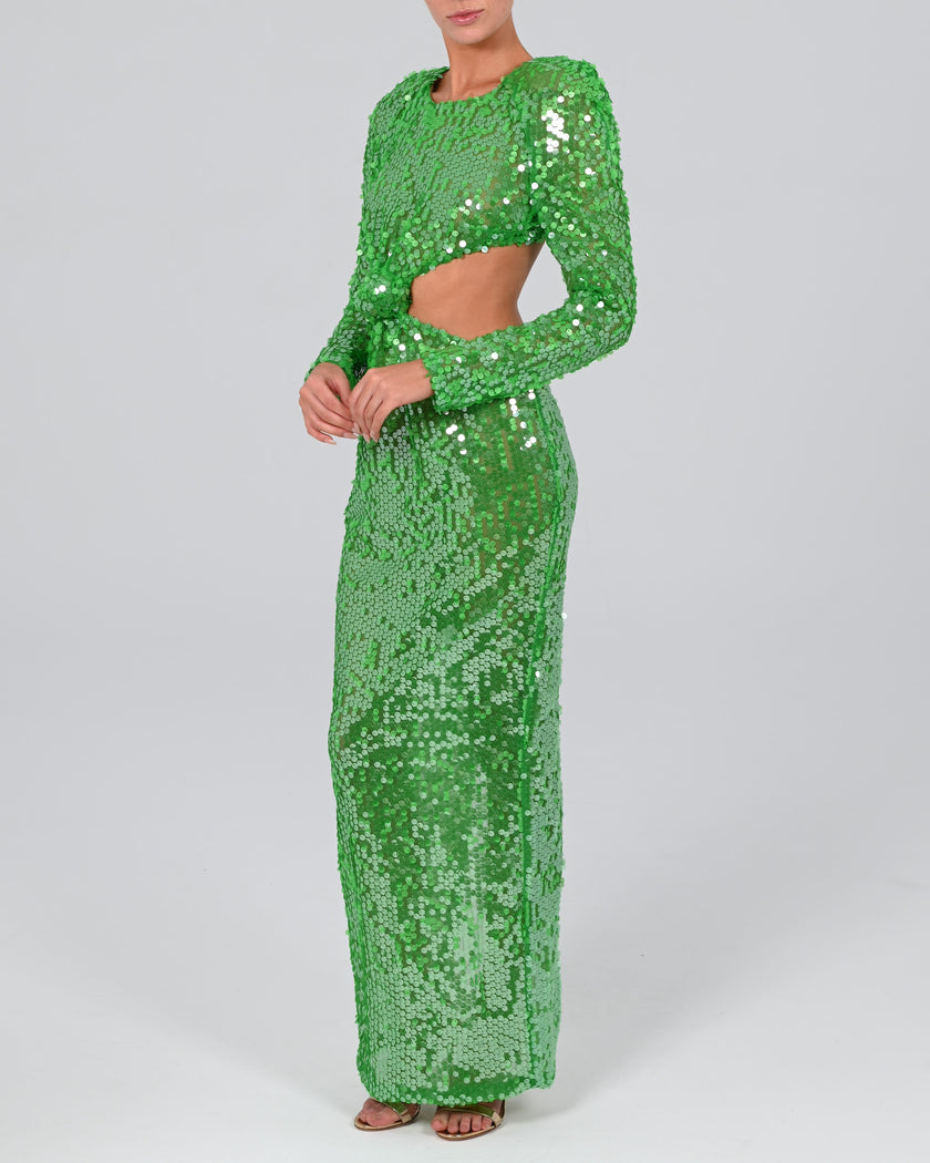Scheana Maxi Dress in Emerald Iridescent