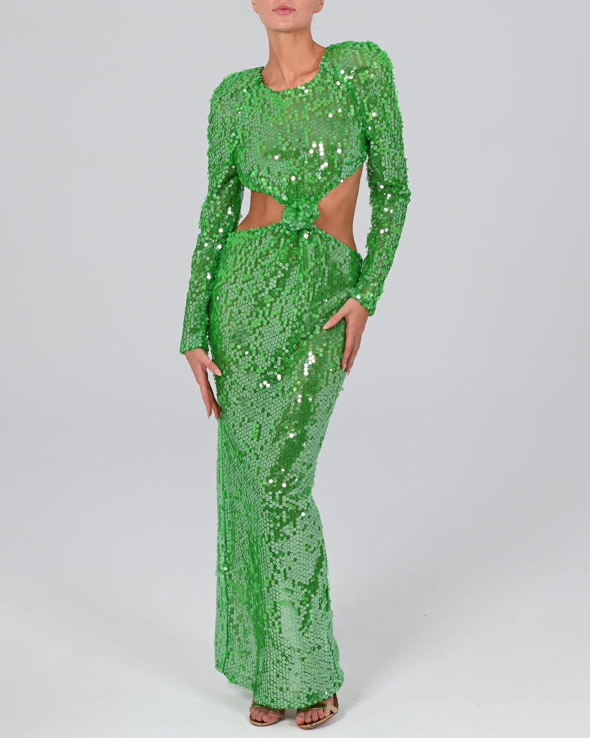 Scheana Maxi Dress in Emerald Iridescent