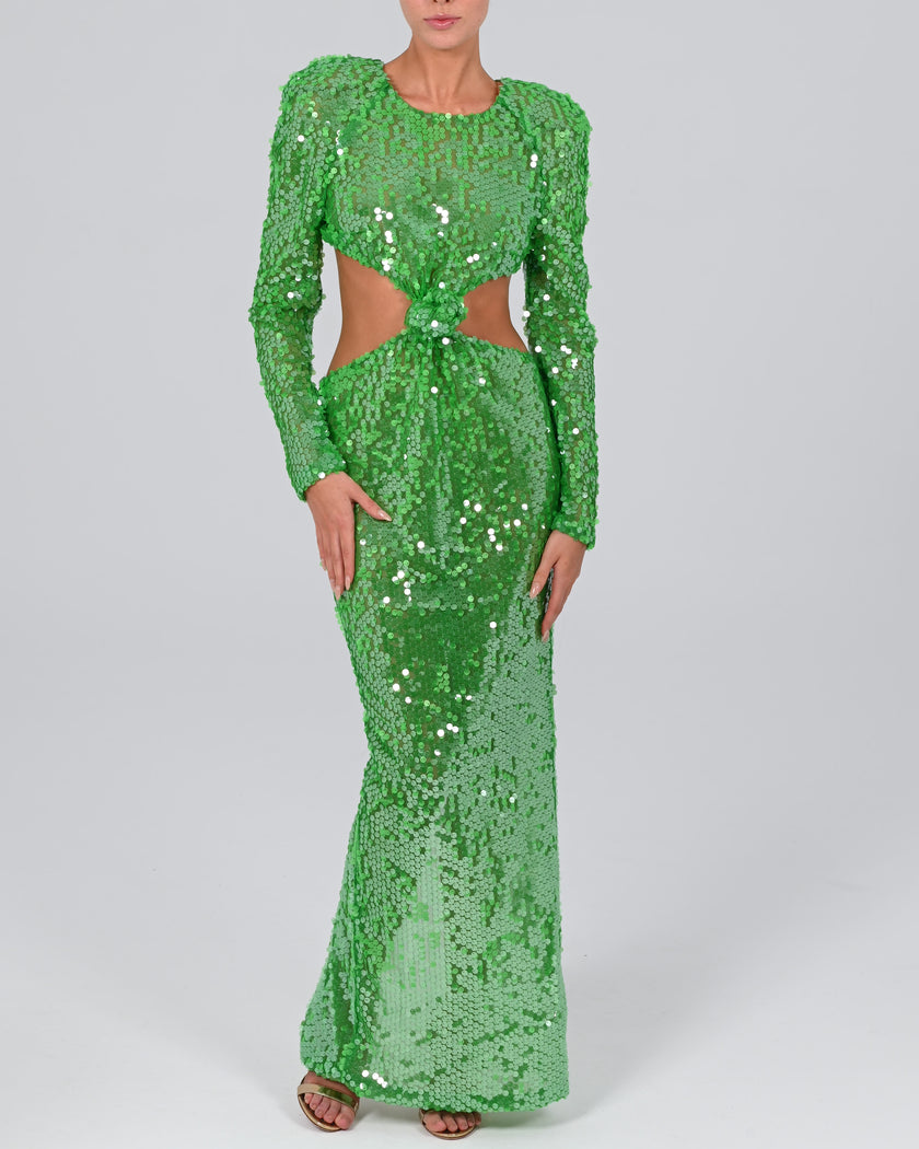 Scheana Maxi Dress in Emerald Iridescent