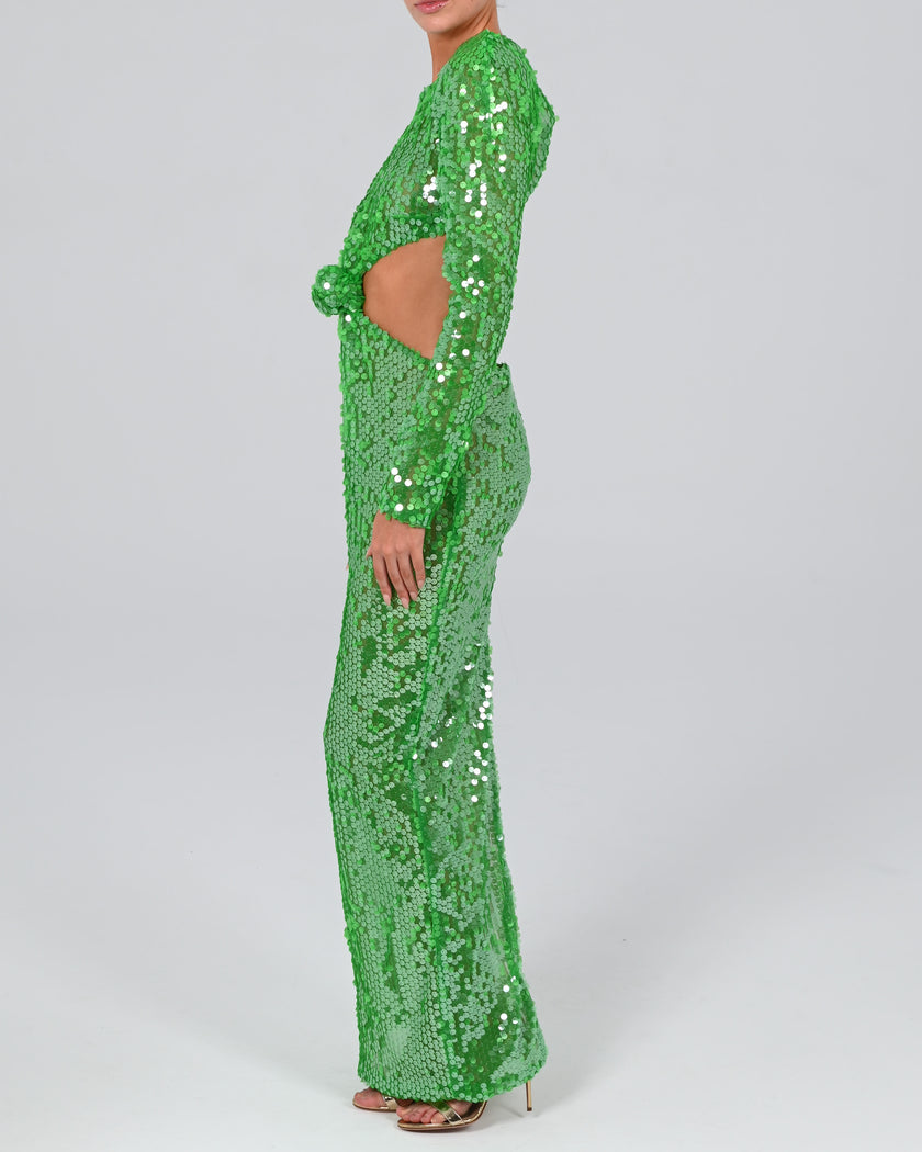 Scheana Maxi Dress in Emerald Iridescent