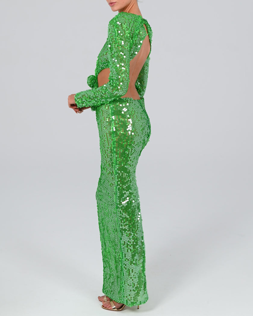 Scheana Maxi Dress in Emerald Iridescent