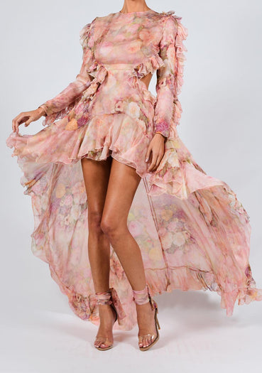 Kiah Maxi Dress in Rose Silk