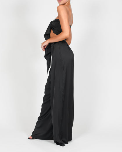 Natasha Trousers and Bandeau in Black Satin