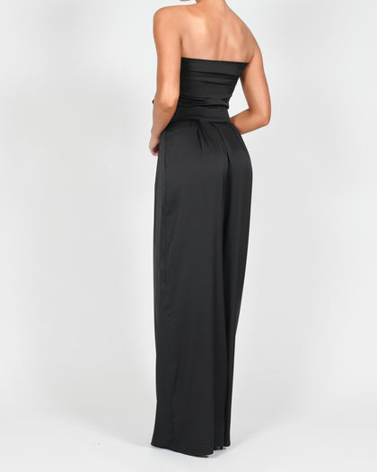 Natasha Trousers and Bandeau in Black Satin