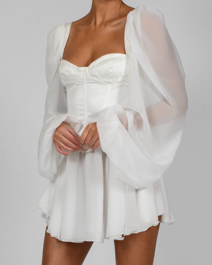 Mya Dress in Ivory Satin