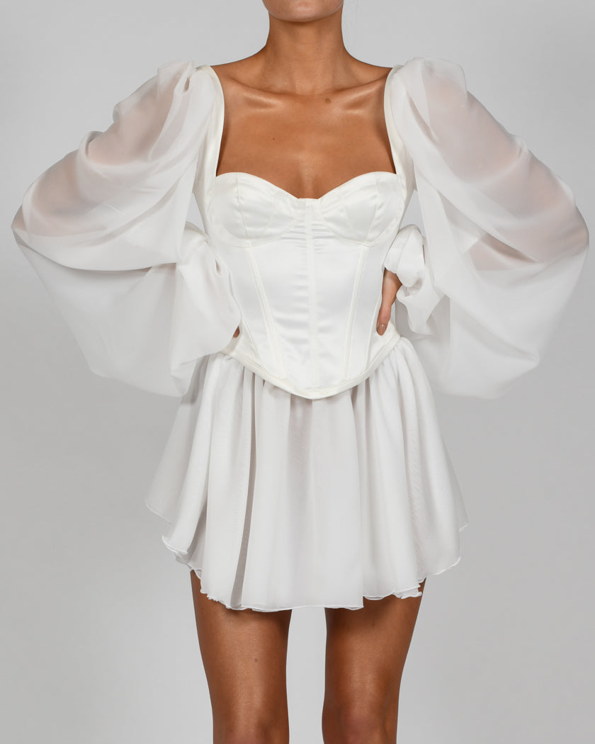 Mya Dress in Ivory Satin