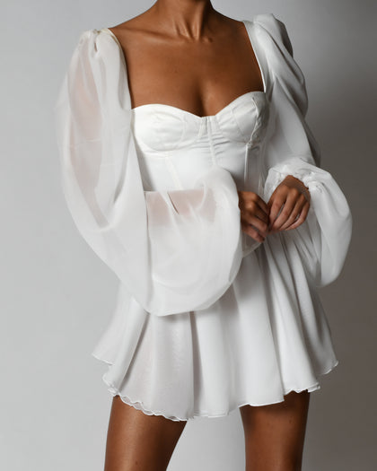 Mya Dress in Ivory Satin