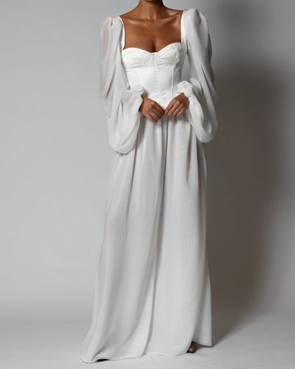 Mya Satin Top and Trousers in Ivory