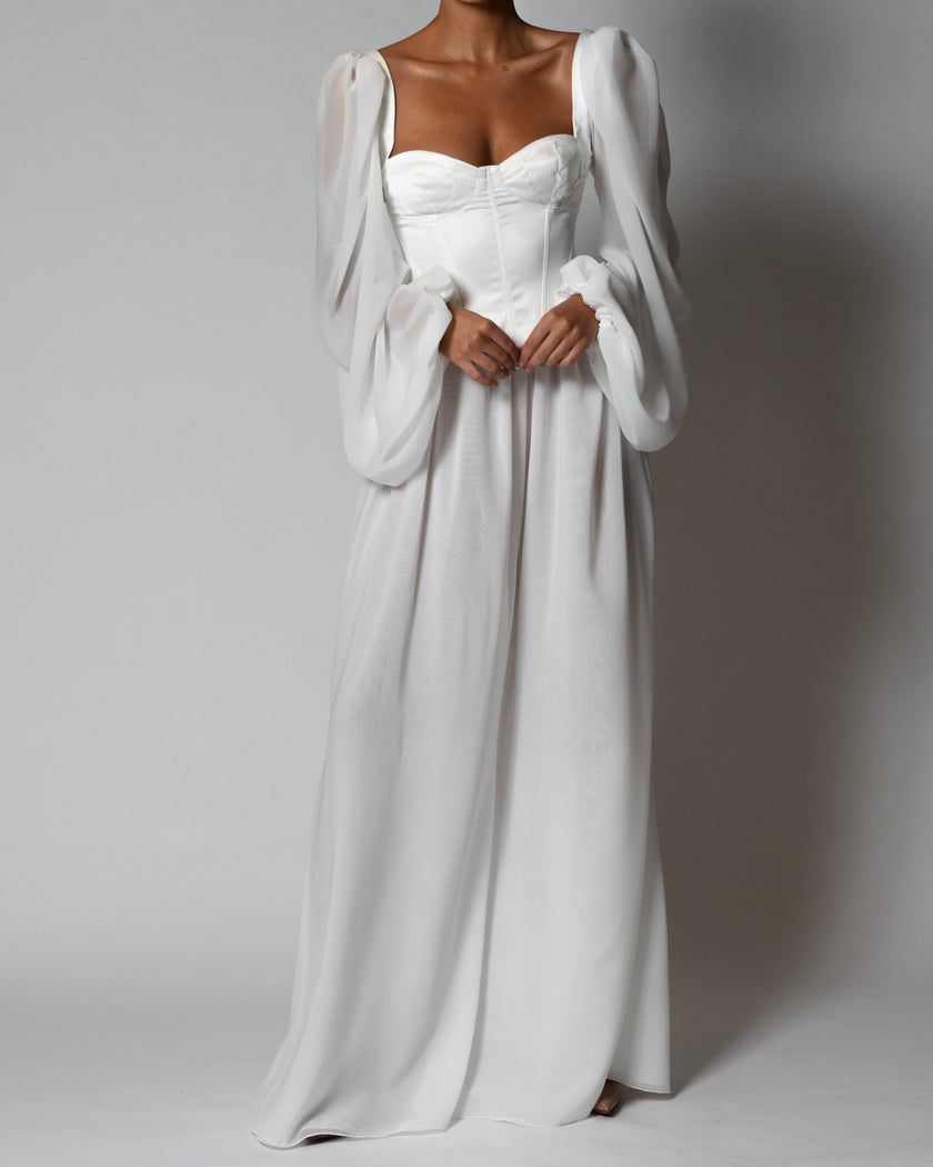 Mya Satin Top and Trousers in Ivory