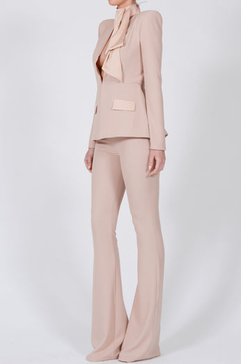 Faith Suit in Nude Crepe with Detachable Cravat