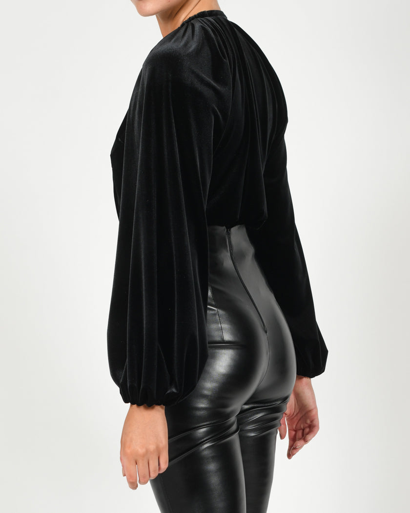 Beaudelle Bodysuit in Black Velvet