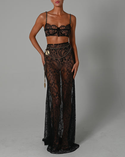 Francesca Maxi Skirt Set in Black Lace