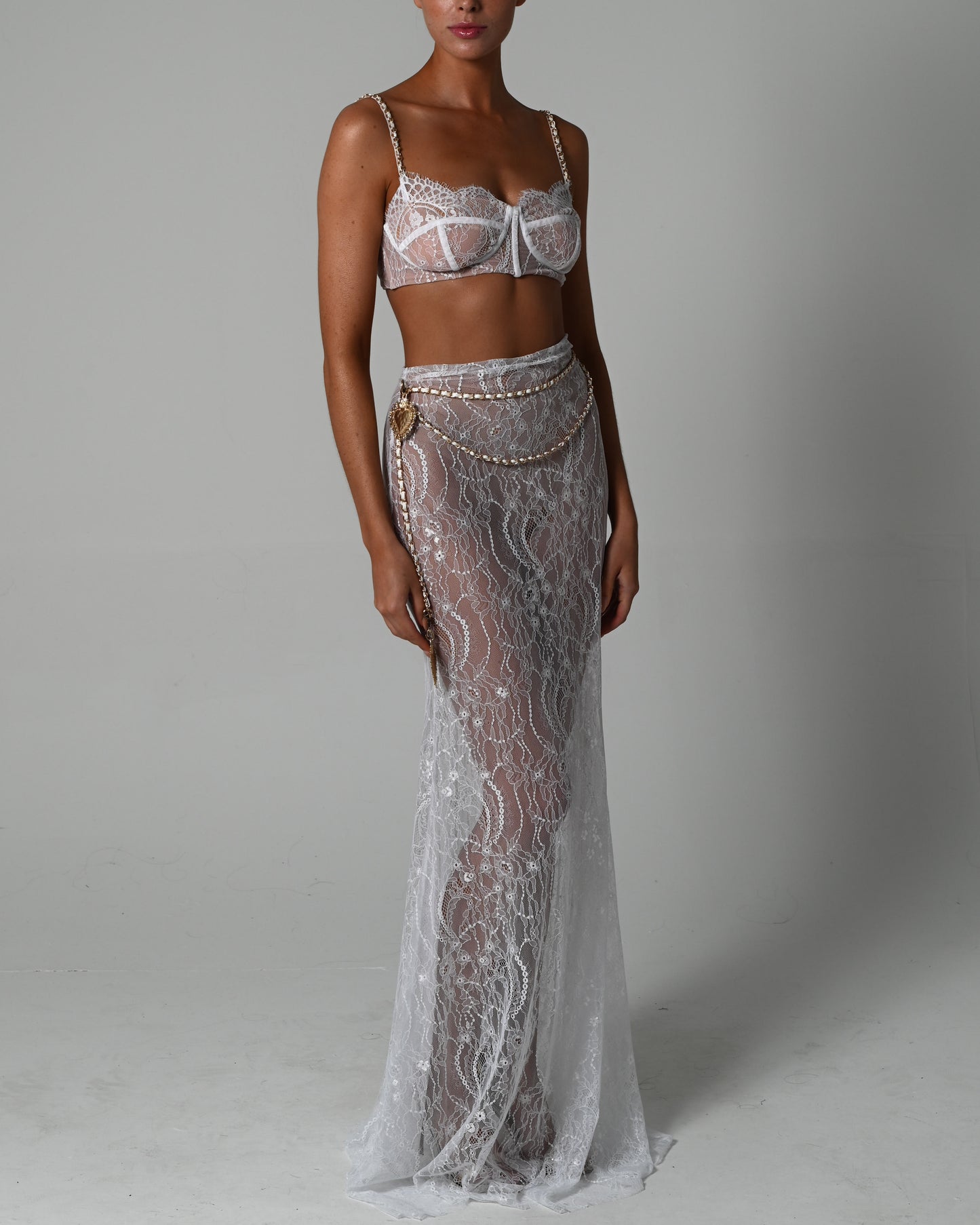 Francesca Maxi Skirt Set in White Lace
