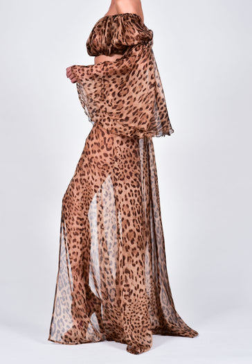 Ava Maxi Set in Leopard Silk