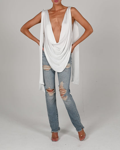 Tate Top in Ivory Satin
