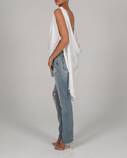 Tate Top in Ivory Satin