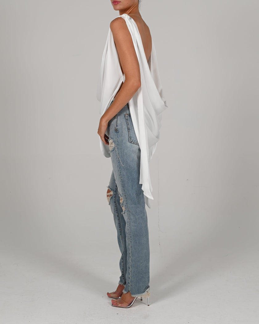 Tate Top in Ivory Satin