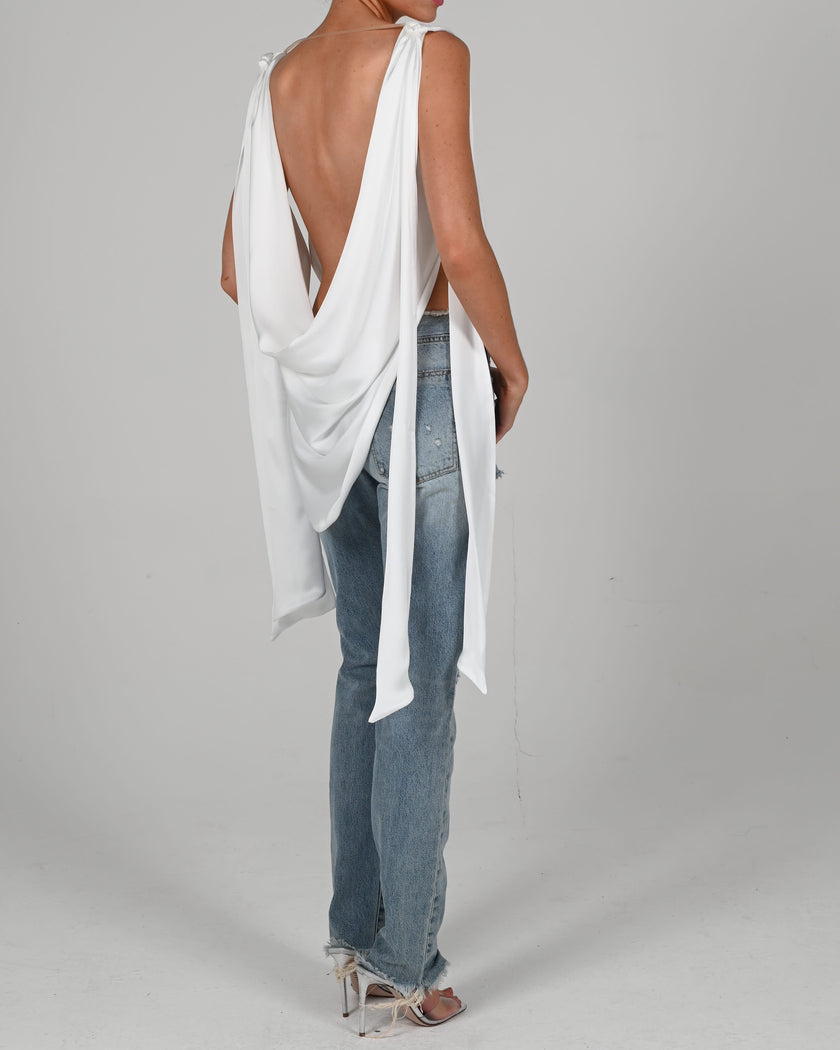 Tate Top in Ivory Satin
