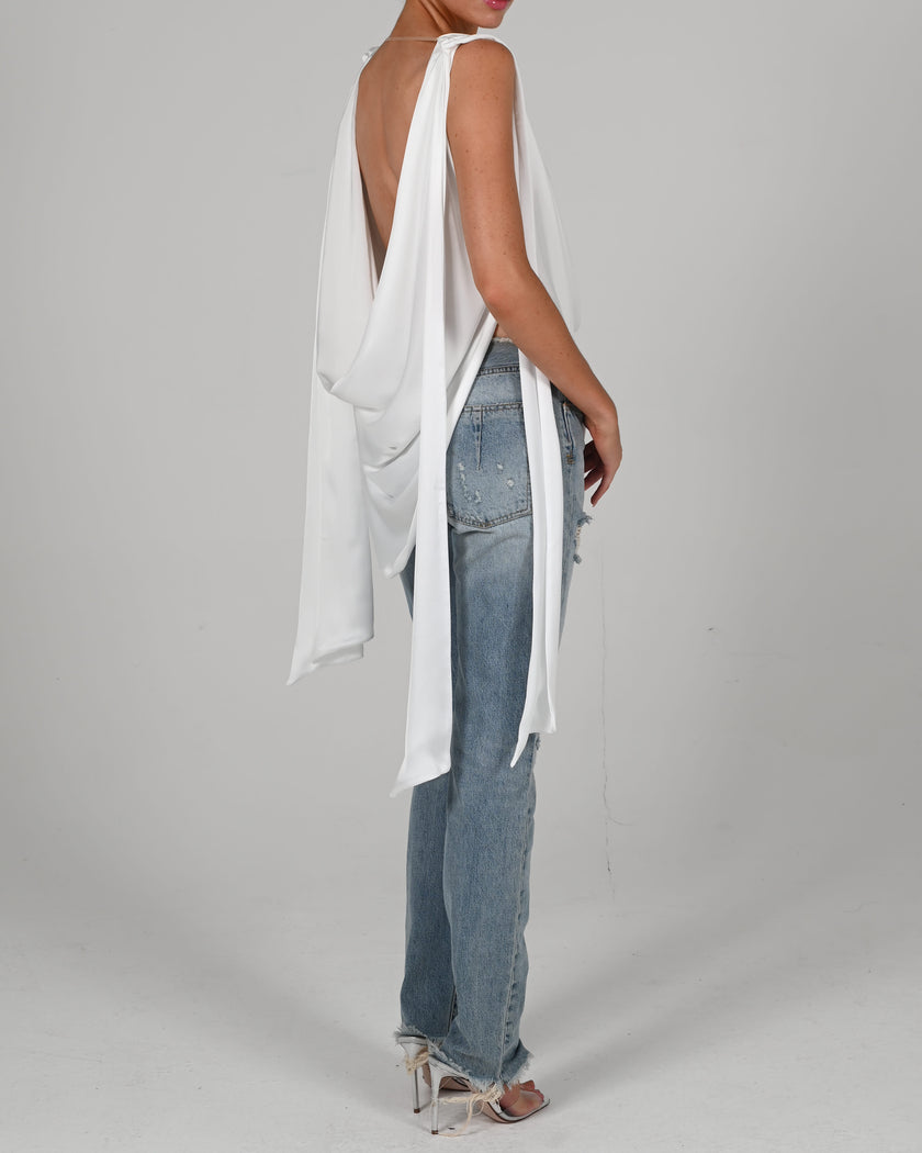 Tate Top in Ivory Satin