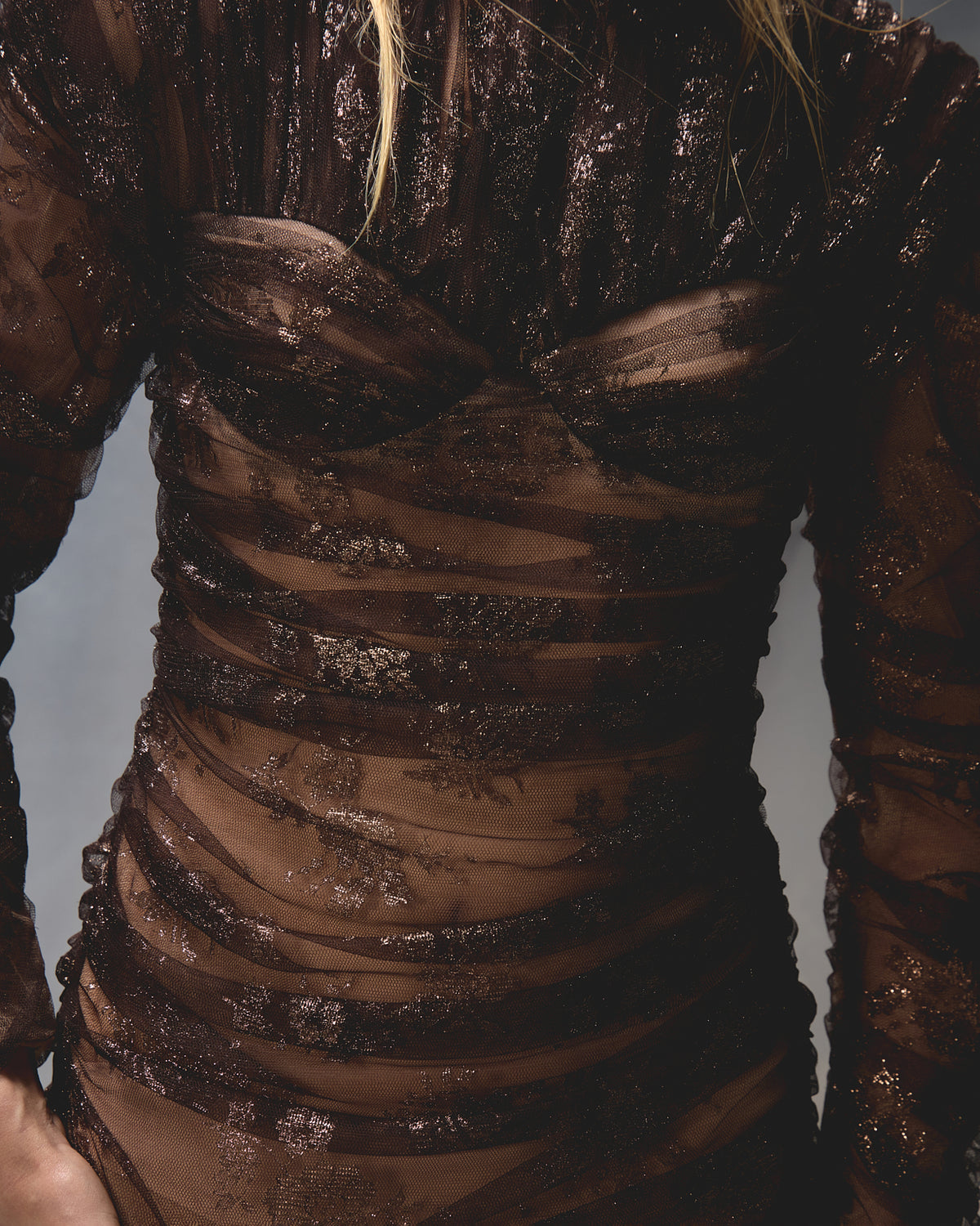 Riza Mini Dress in Metallic Coco