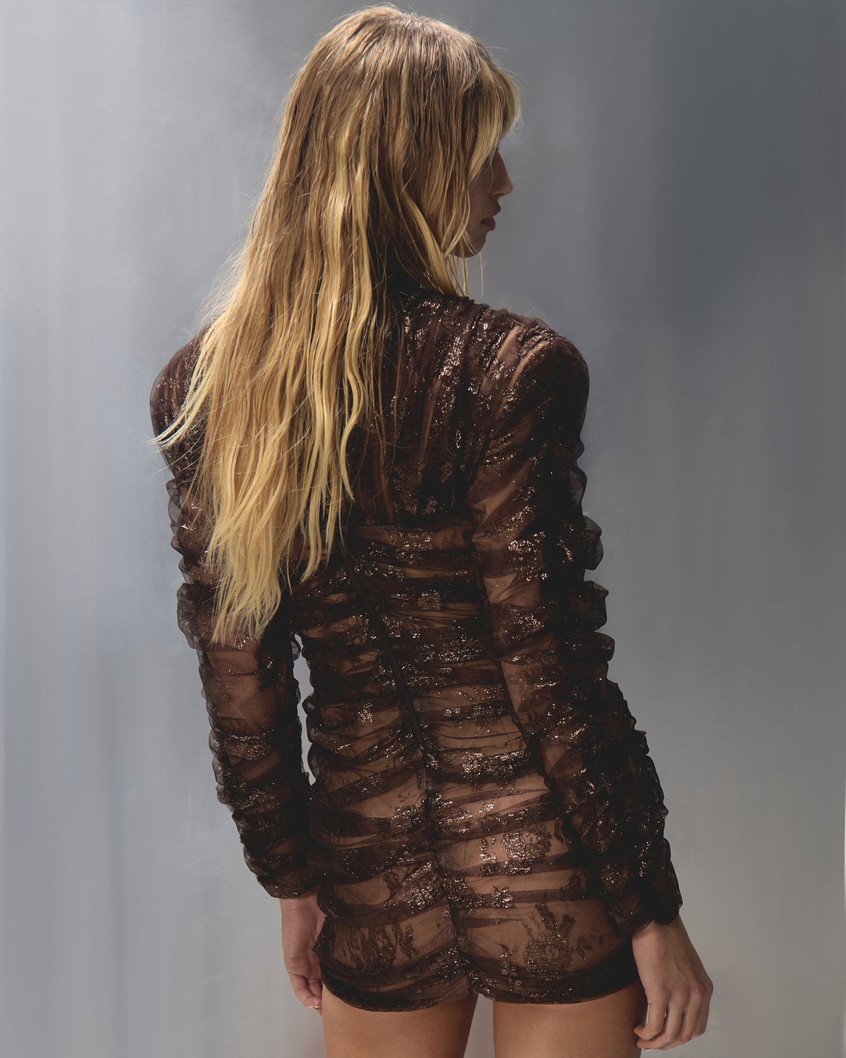 Riza Mini Dress in Metallic Coco